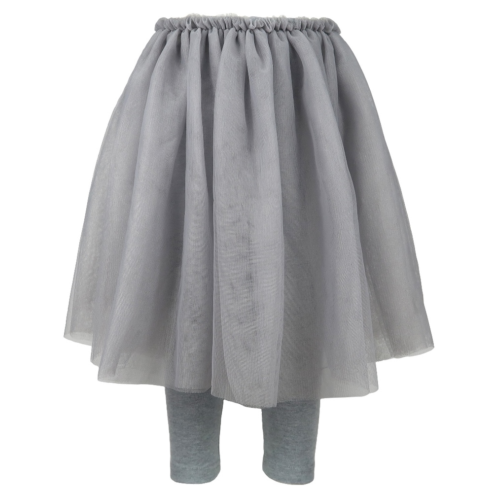 Girls Lace Ruffle Tulle Tutu Skirt Leggings Gray